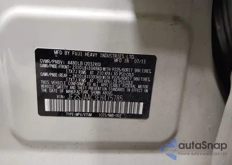 2014 Subaru Forester 2.5I z USA, uszkodzony, nr VIN JF2SJAAC3EH475785